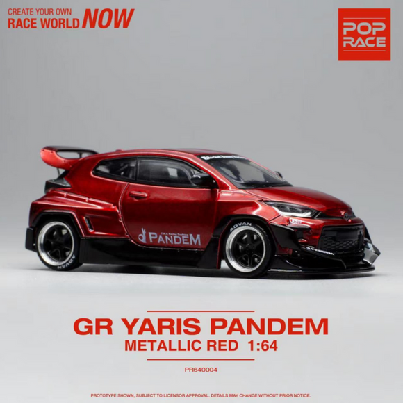 1:64 Toyota GR Yaris Pandem Rocket Bunny -- Metallic Red -- Pop Race