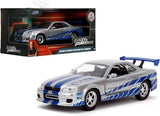 1:32 Brian's Nissan Skyline R34 GT-R -- Silver/Blue -- Fast & Furious JADA