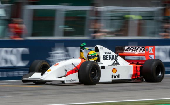 (Pre-Order) 1:43 2024 Ayrton Senna Tribute -- Sebastian Vettel -- McLaren MP4/8 -- Minichamps F1