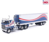 1:64 1976 Ford CL 9000 with Vintage Trailer -- Red / White / Blue -- IXO Models