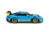 1:43 Porsche 911 (992) GT3 RS 2023 -- Riviera Blue w/Yellow Stripe -- Solido