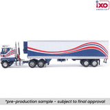 1:64 1976 Ford CL 9000 with Vintage Trailer -- Red / White / Blue -- IXO Models