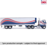 1:64 1976 Ford CL 9000 with Vintage Trailer -- Red / White / Blue -- IXO Models