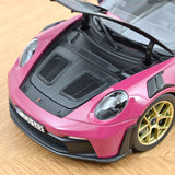 1:18 Porsche 911 (992) GT3 RS Weissach -- Ruby Star Red w/Gold Wheels -- Norev