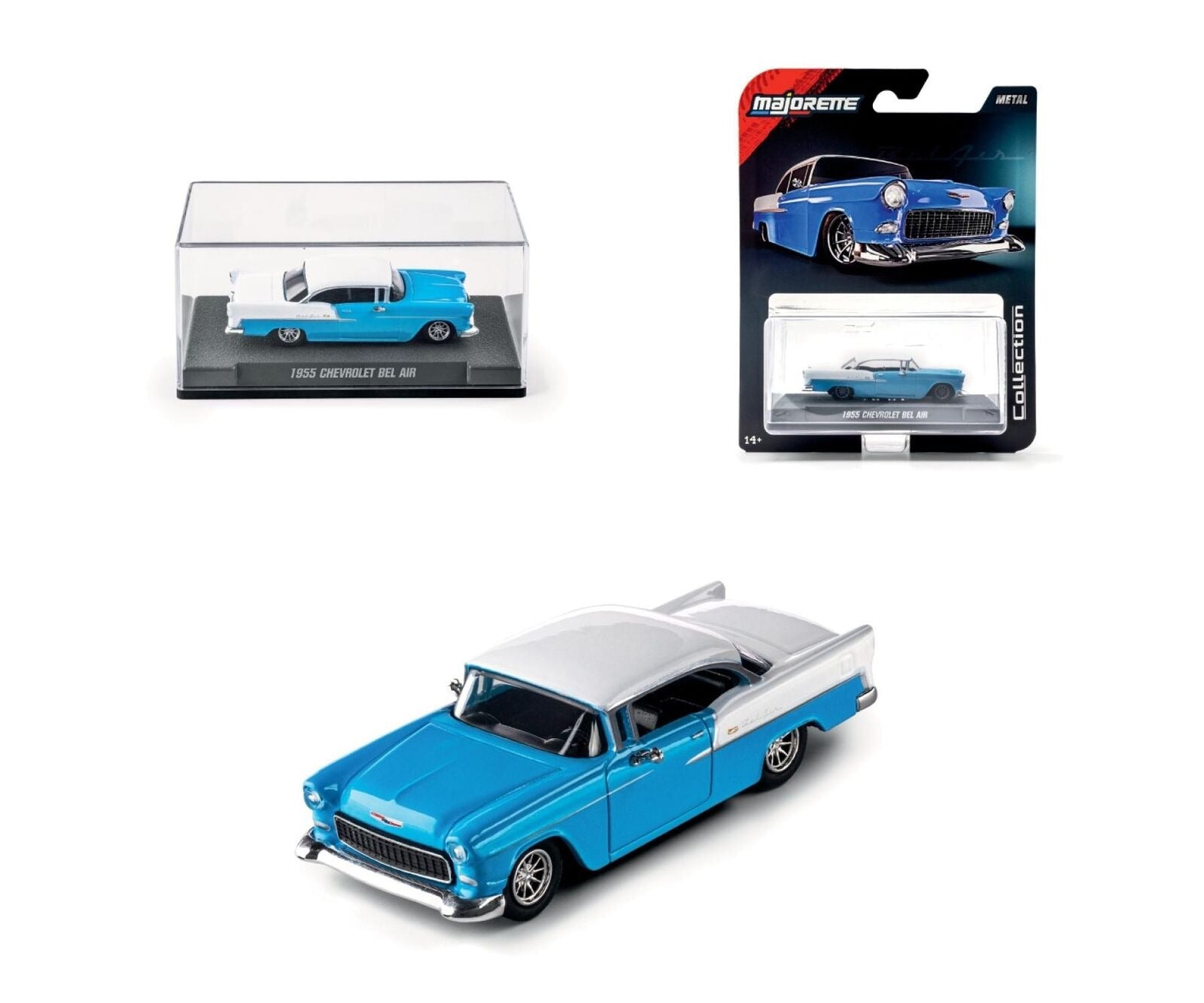 1:64 1955 Chevrolet Bel Air -- Blue/White -- Majorette