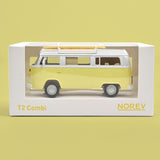 1:43 Volkswagen Kombi T2b Camper Van -- Yellow/White -- Norev