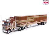 1:64 1976 Kenworth K100 Aerodyne with Modern Trailer -- Brown -- IXO Models