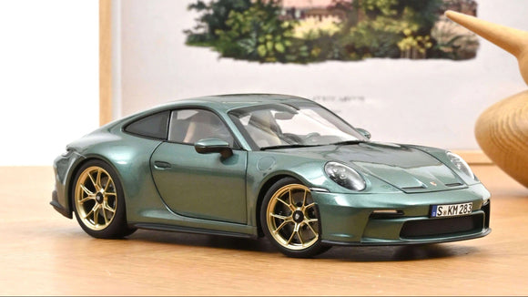1:18 Porsche 911 (992) GT3 Coupe 2021 -- Green Metallic w/Gold Wheels -- Norev