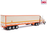 1:64 1973 Peterbilt 359 with Modern Trailer -- Orange / Cream -- IXO Models