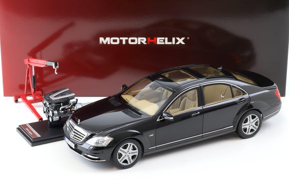 1:18 Mercedes S-Class S600L W221 Limousine - Obsidian Black -- Motorhelix M82204