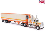 1:64 1973 Peterbilt 359 with Modern Trailer -- Orange / Cream -- IXO Models