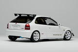 (Pre-Order) 1:18 Honda Civic Type-R (EK9) J's Racing -- White w/CF Bonnet -- Motorhelix M85013