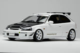 (Pre-Order) 1:18 Honda Civic Type-R (EK9) J's Racing -- White w/CF Bonnet -- Motorhelix M85013