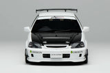 (Pre-Order) 1:18 Honda Civic Type-R (EK9) J's Racing -- White w/CF Bonnet -- Motorhelix M85013