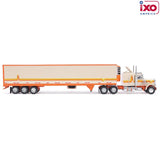 1:64 1973 Peterbilt 359 with Modern Trailer -- Orange / Cream -- IXO Models