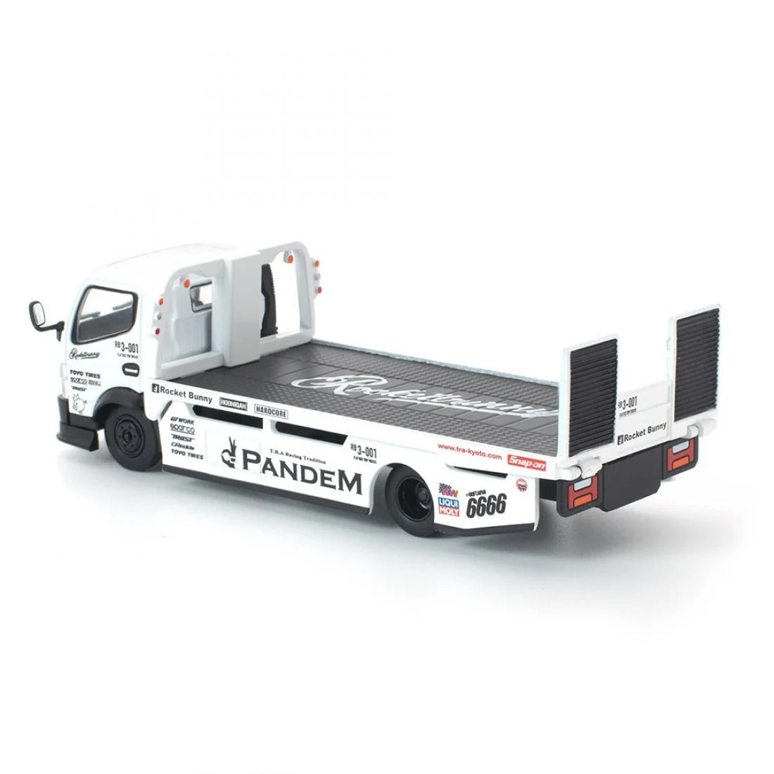 Pre-Order) 1:64 Hino 300 Flatbed Tow Truck PANDEM -- White -- Pop Rac