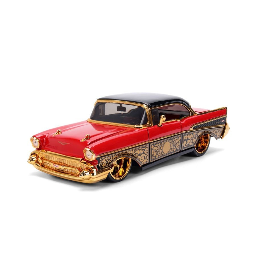 Pre-Order) 1:24 1957 Chevrolet Bel Air -- Red/Gold -- JADA: Pink Slip