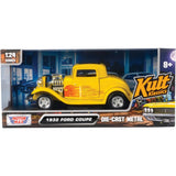 1:24 1932 Ford Coupe -- Yellow w/Flames -- MotorMax: Kult Klassics