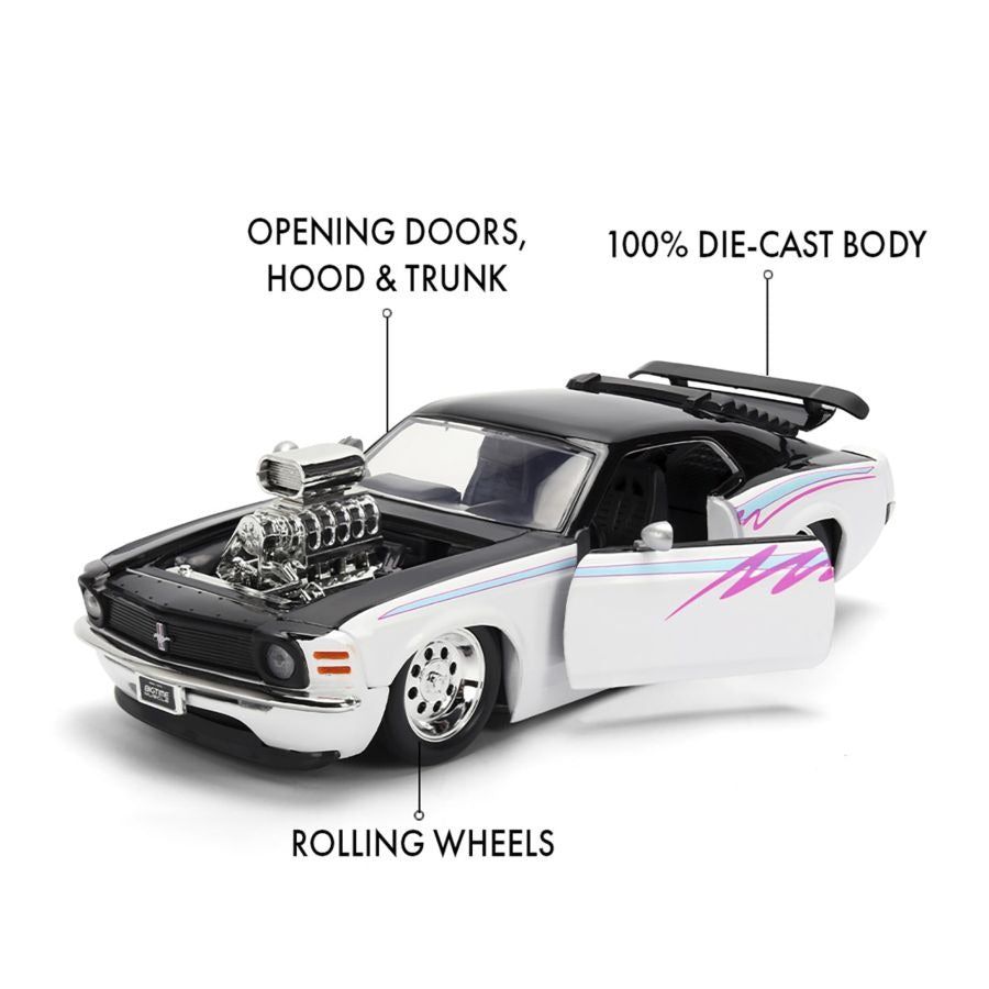 1:24 1970 Ford Mustang Boss 429 -- Black/White -- JADA: Big Time Muscl