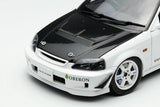(Pre-Order) 1:18 Honda Civic Type-R (EK9) J's Racing -- White w/CF Bonnet -- Motorhelix M85013