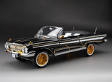 1:18 1961 Chevrolet Impala Convertible Lowrider - Black w/Gold Accents - Sunstar
