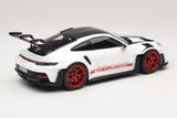 1:18 Porsche 911 (992) GT3 RS Weissach Package -- White / Pyro Red -- Norev