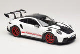 1:18 Porsche 911 (992) GT3 RS Weissach Package -- White / Pyro Red -- Norev