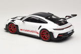 1:18 Porsche 911 (992) GT3 RS Weissach Package -- White / Pyro Red -- Norev