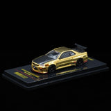1:64 Nissan R34 Skyline GTR TOP SECRET -- Chrome Gold - EVENT EXCLUSIVE -- INNO64