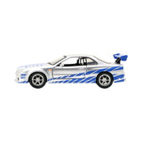 1:32 Brian's Nissan Skyline R34 GT-R -- Silver/Blue -- Fast & Furious JADA