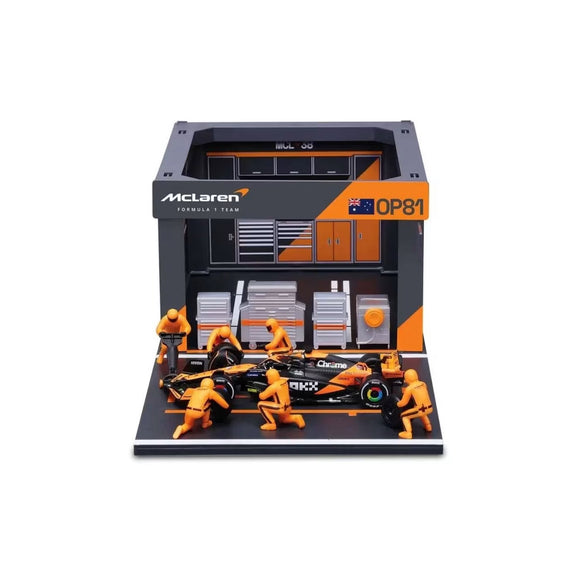 1:43 2024 Oscar Piastri w/Pit Stop Diorama -- #81 McLaren MCL38 -- Bburago F1