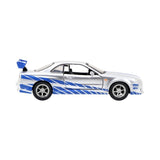 1:32 Brian's Nissan Skyline R34 GT-R -- Silver/Blue -- Fast & Furious JADA