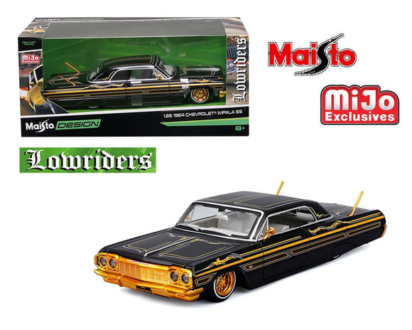 1:26 1964 Chevrolet Impala SS Lowrider -- Black/Gold -- Maisto Design (1:24)