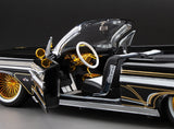 1:18 1961 Chevrolet Impala Convertible Lowrider - Black w/Gold Accents - Sunstar