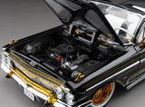 1:18 1961 Chevrolet Impala Convertible Lowrider - Black w/Gold Accents - Sunstar