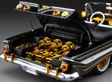 1:18 1961 Chevrolet Impala Convertible Lowrider - Black w/Gold Accents - Sunstar