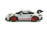 1:43 Porsche 911 (992) GT3 RS 2023 -- Ice Grey Metallic w/Red Stripe -- Solido