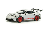 1:43 Porsche 911 (992) GT3 RS 2023 -- Ice Grey Metallic w/Red Stripe -- Solido