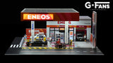 1:64 ENEOS Petrol Gas Fuel Station Diorama Display with LEDs -- G-Fans 710038