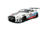 1:18 Nissan R35 GTR Liberty Walk 2.0 - Martini White w/Blue/Red Stripes - Solido