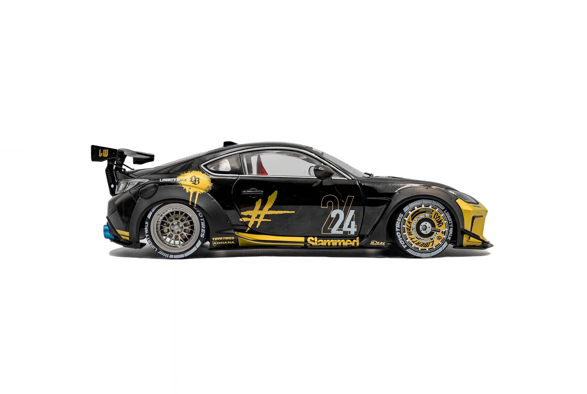 1:18 Toyota GR86 Liberty Walk -- #24 Black/Gold -- Solido