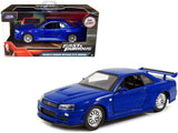1:32 Brian's Nissan Skyline R34 GT-R -- Blue -- Fast & Furious JADA