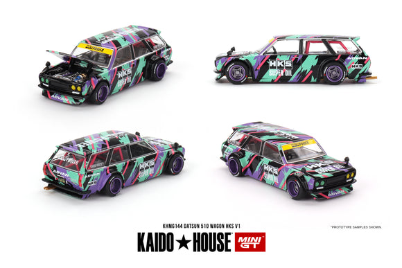 (Pre-Order) 1:64 Datsun KAIDO 510 Wagon HKS V1 -- KaidoHouse x Mini GT