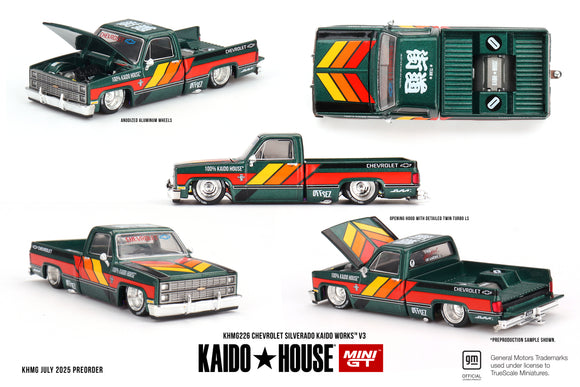 (Pre-Order) 1:64 Chevrolet Silverado KAIDO Works V3 -- Kaido House x Mini GT KHMG226