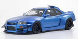 (Pre-Order) 1:18 Nissan R34 Skyline GTR Khyzyl Saleem -- Blue -- Kyosho: Samurai