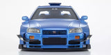 (Pre-Order) 1:18 Nissan R34 Skyline GTR Khyzyl Saleem -- Blue -- Kyosho: Samurai