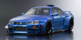 (Pre-Order) 1:18 Nissan R34 Skyline GTR Khyzyl Saleem -- Blue -- Kyosho: Samurai