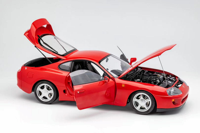 1:18 Toyota Supra A80 w/Car Lift -- Red -- LCD Models