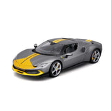 1:18 Ferrari 296 GTB Assetto Fiorano -- Grigio Titanio (Grey)/Yellow -- Bburago