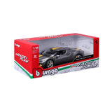 1:18 Ferrari 296 GTB Assetto Fiorano -- Grigio Titanio (Grey)/Yellow -- Bburago